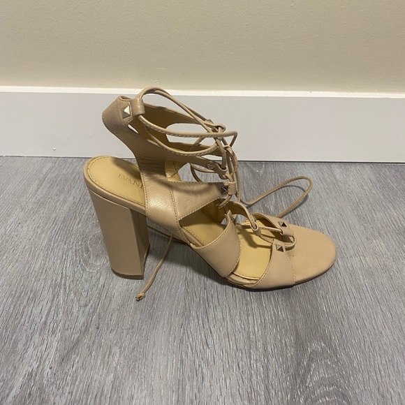 Nude Ivanka Trump lace-up block heel sandals - Picture 5 of 5